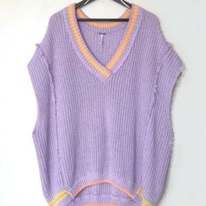 Free People Clyde Oversized Sweater Vest in lavender Size Size S